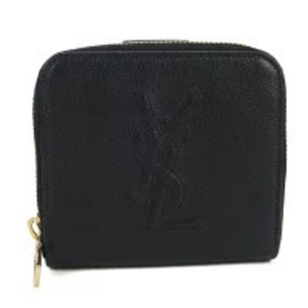 Saint Laurent Bi fold Wallet Compact Zip Leather Black
